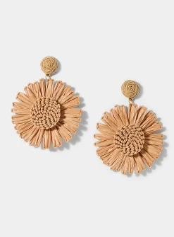 Large raffia flower earrings
