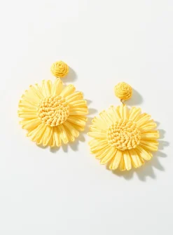 Large raffia flower earrings