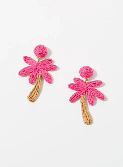 Large raffia palm tree earrings
