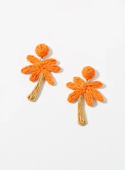 Large raffia palm tree earrings