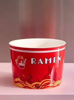 Large red ramen noodle bowl