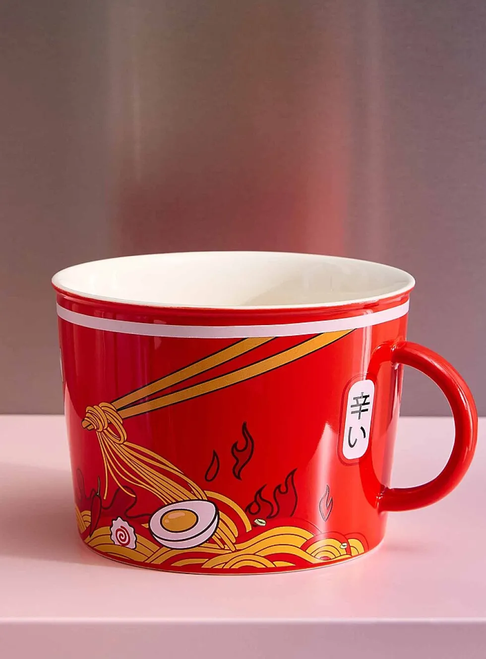 Large red ramen noodle bowl