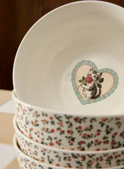 Large retro cat heart bowl