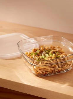Large square bowl with lid