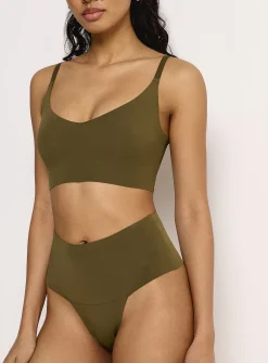 Laser-cut stretch high-waist thong