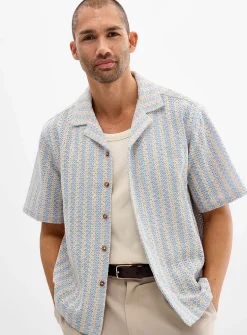 Lattice crochet-knit shirt