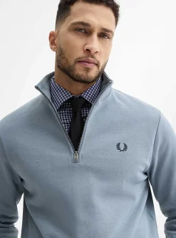 Laurel wreath zipped mock-neck sweatshirt