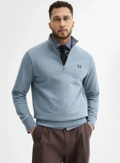 Laurel wreath zipped mock-neck sweatshirt
