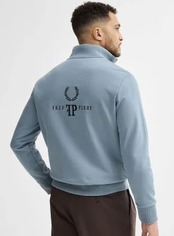 Laurel wreath zipped mock-neck sweatshirt