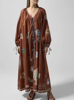 Laurence cotton-ramie blend painted shapes dress