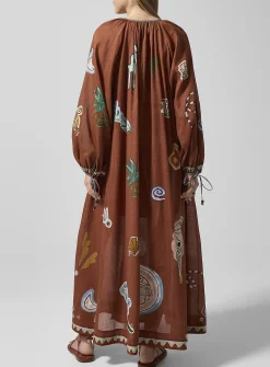 Laurence cotton-ramie blend painted shapes dress