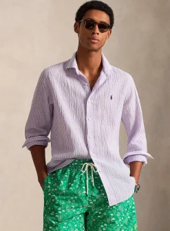 Lavender striped seersucker shirt