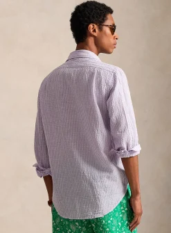 Lavender striped seersucker shirt