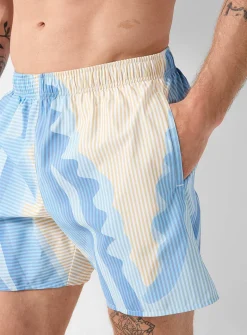 Layered blue striped swim trunk