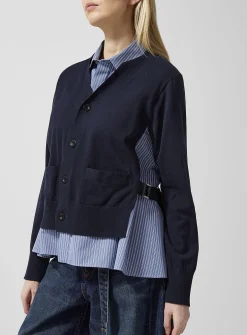 Layered cardigan shirt
