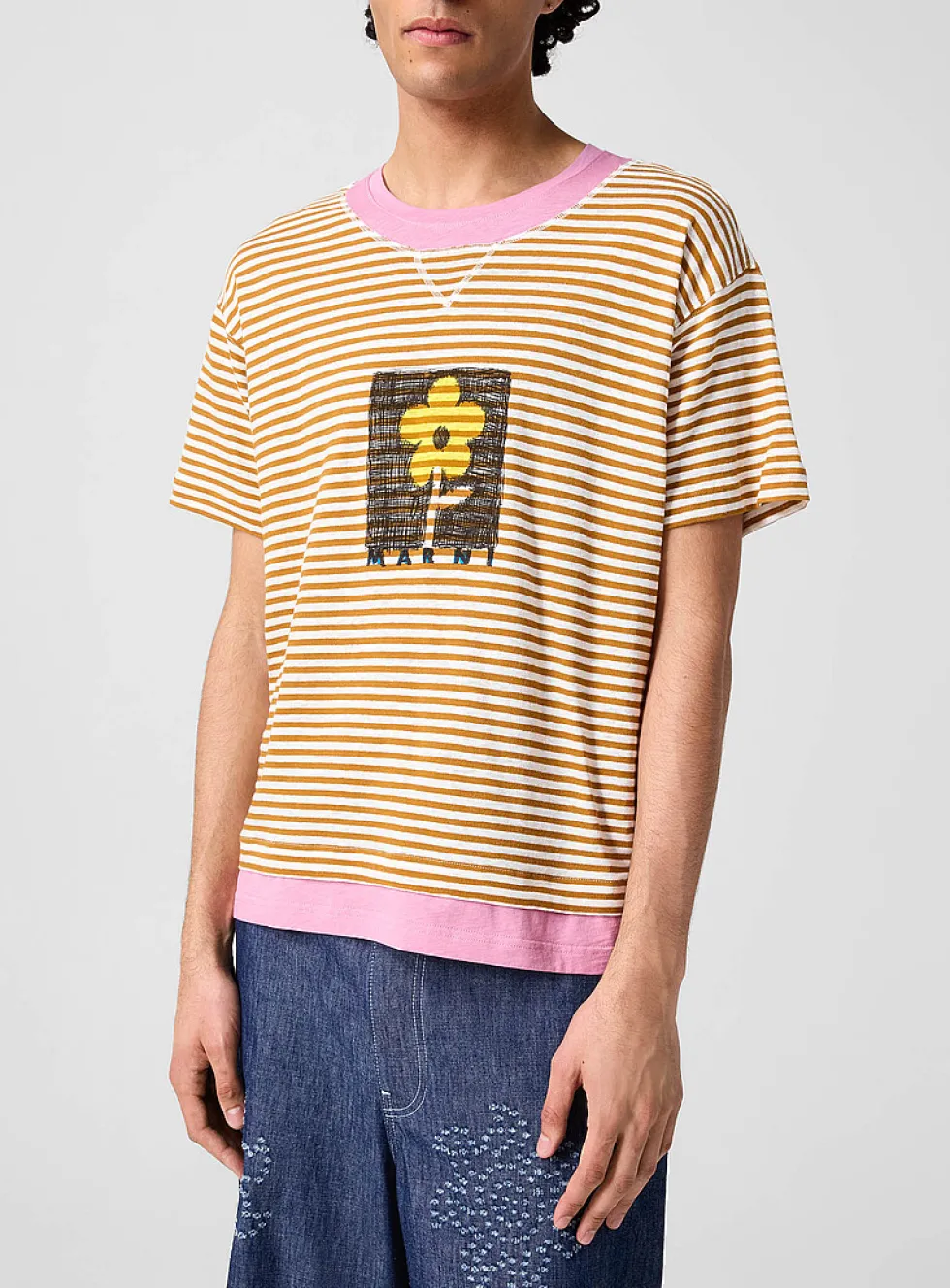 Layered effect stripes T-shirt