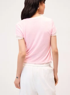 Layered lettuce-trim fooler T-shirt