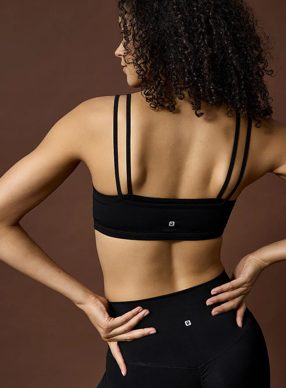 Layered-look thin-strap sports bra