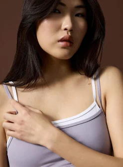 Layered-look thin-strap sports bra