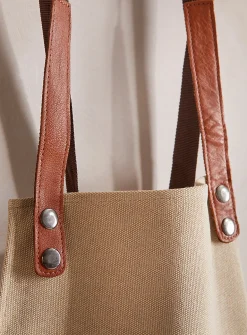 Leather accents canvas apron