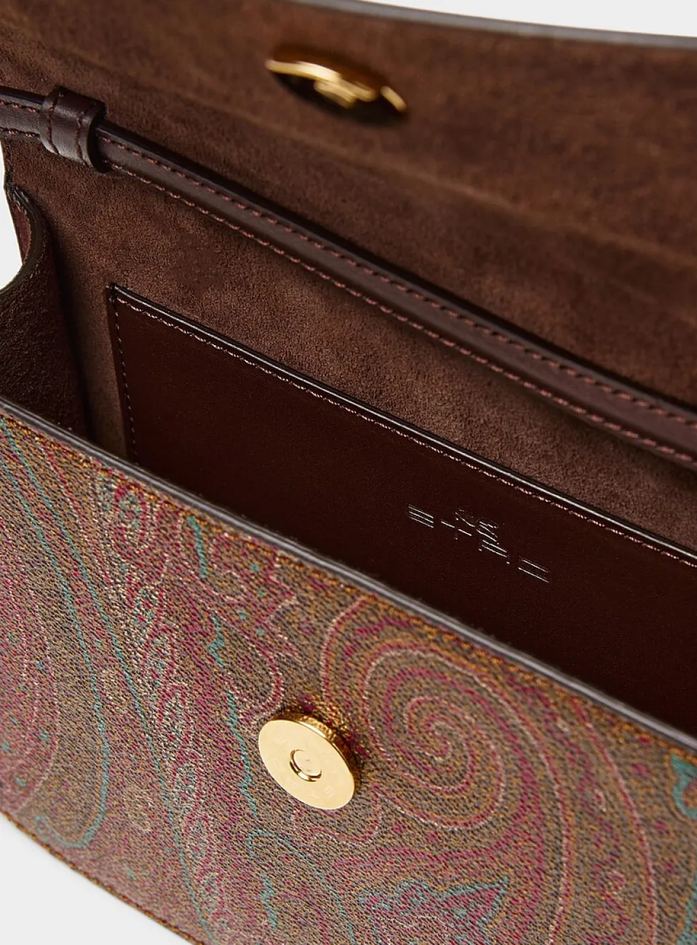 Leather and paisley canvas crossbody bag