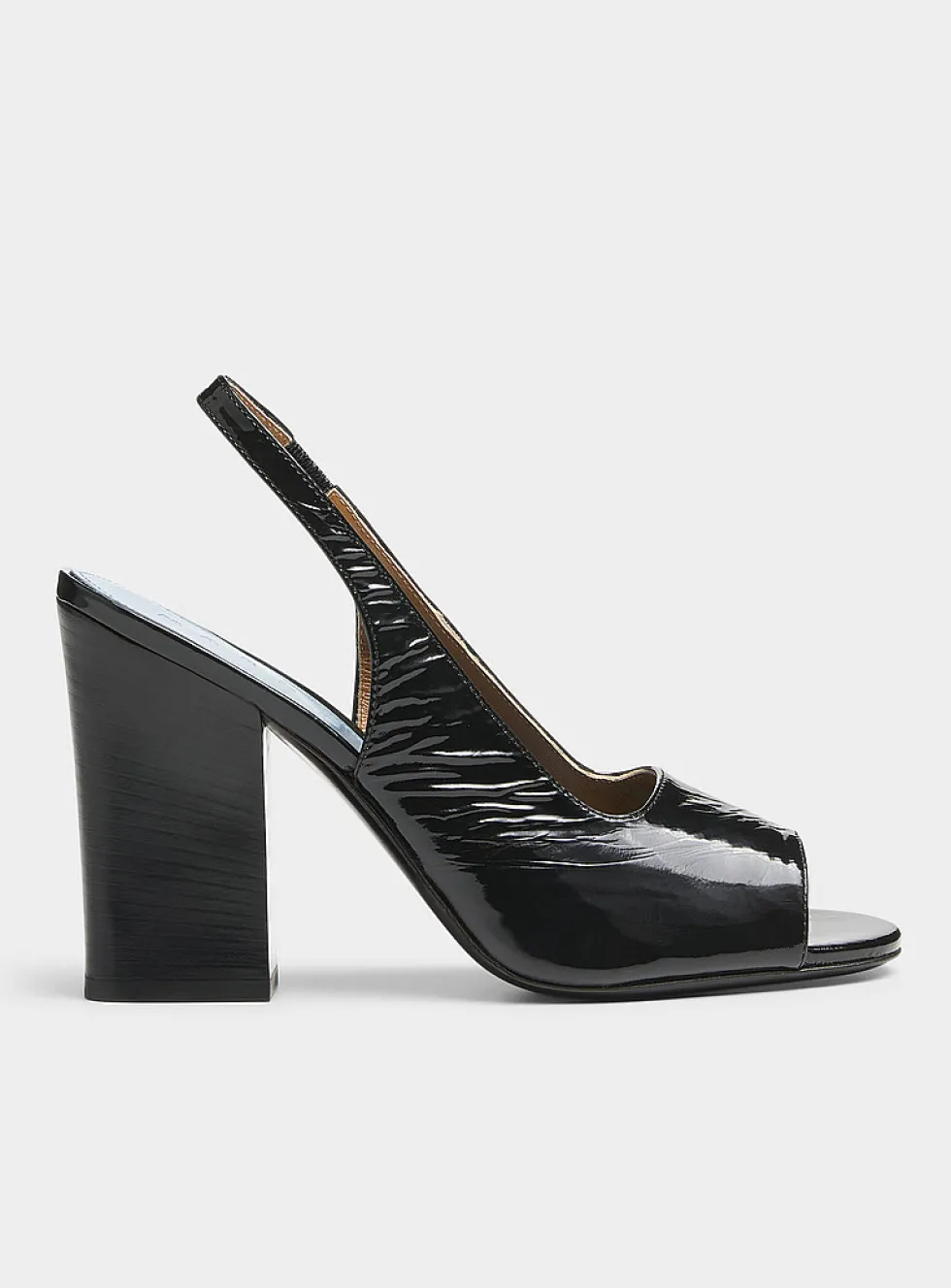Leather open-toe slingback pumps