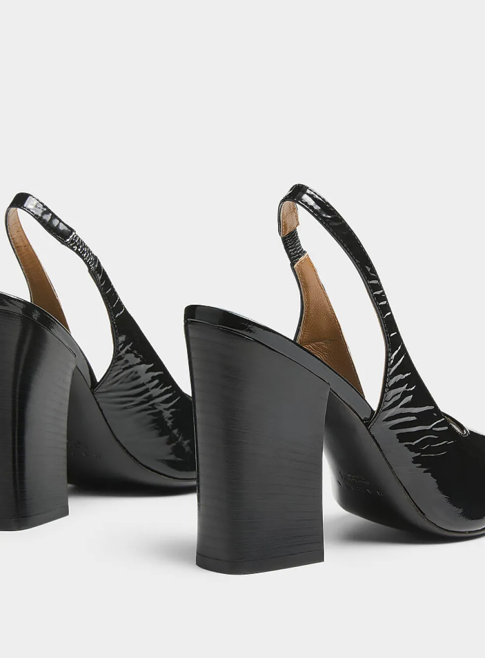 Leather open-toe slingback pumps