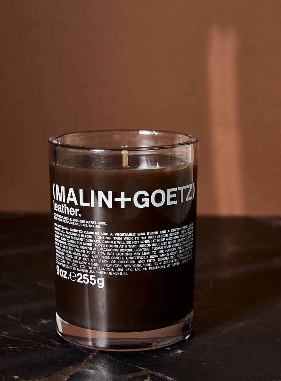 Leather scented candle