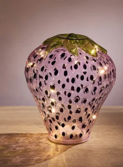 LED light tinted glass strawberry lamp