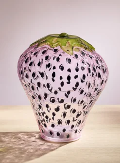 LED light tinted glass strawberry lamp