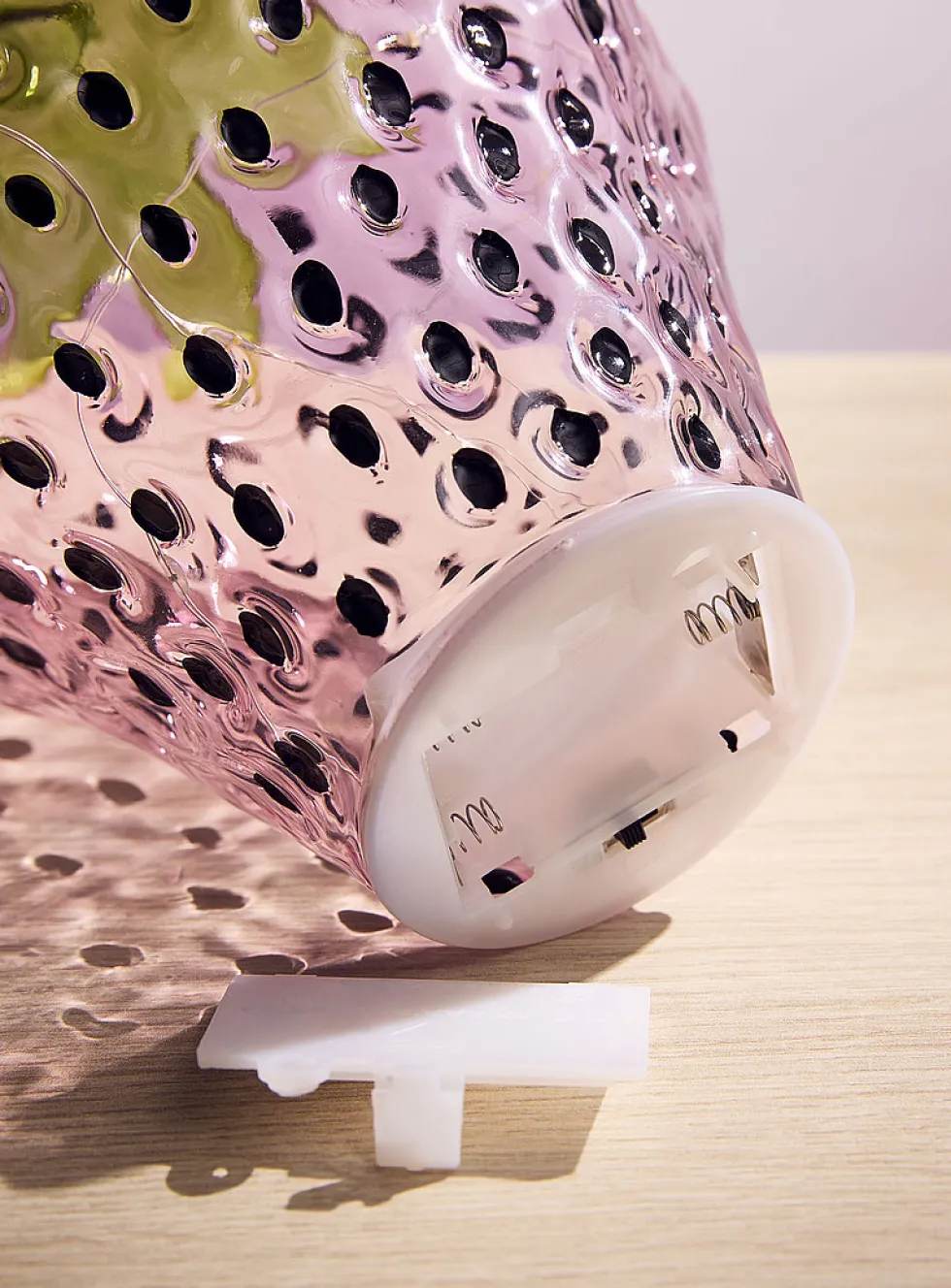LED light tinted glass strawberry lamp