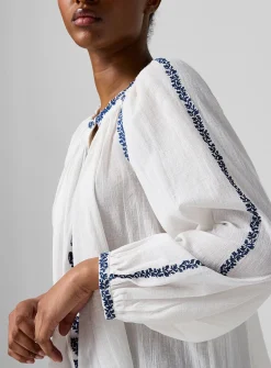 Lena organic 100% cotton embroidered blouse