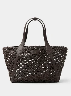 Lenah braided strap leather tote bag