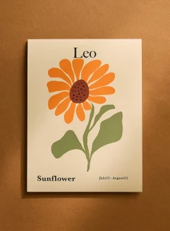 Leo floral zodiac poster