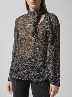 Leona sheer tie-neck blouse