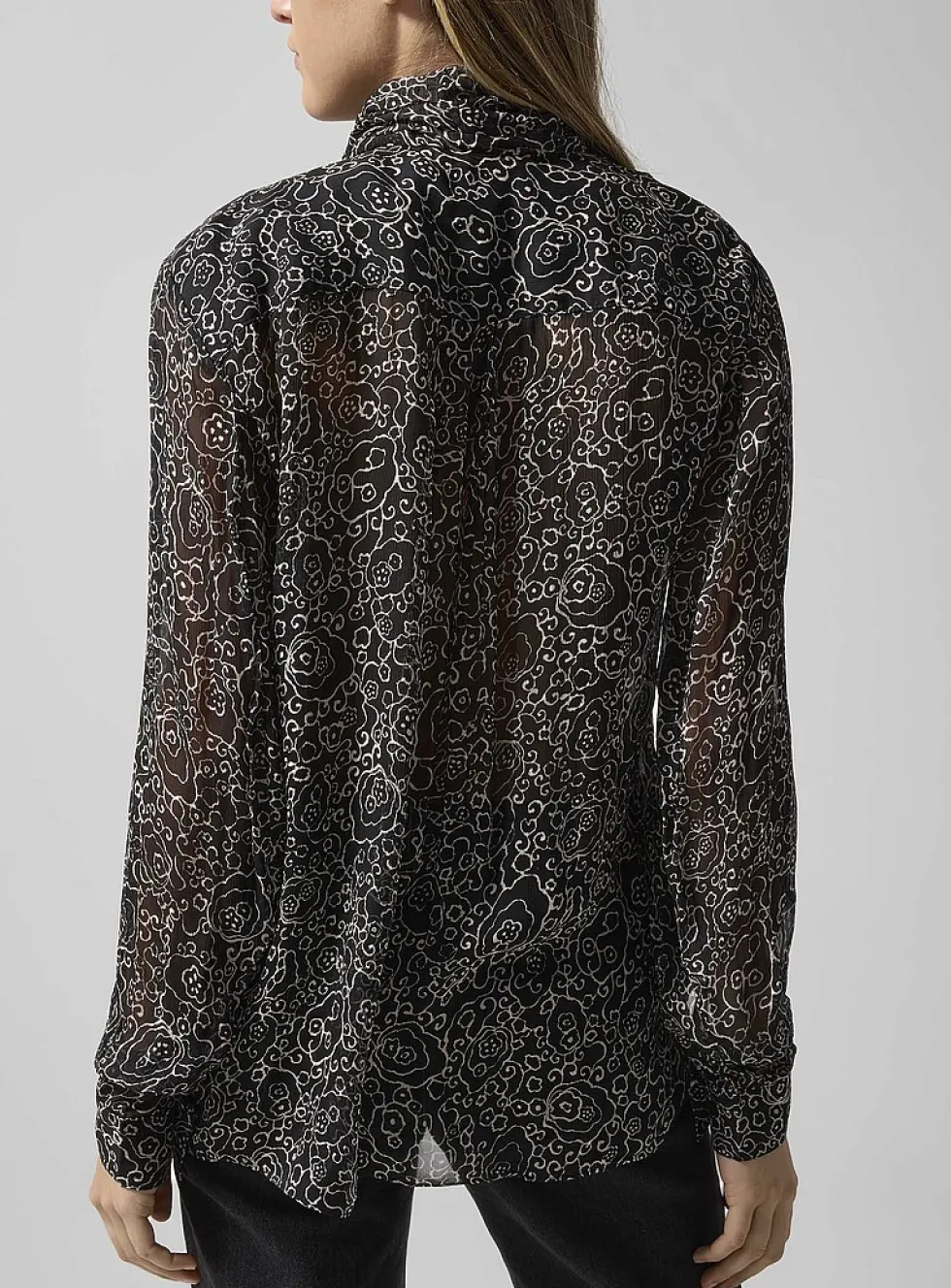 Leona sheer tie-neck blouse