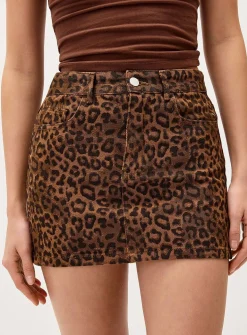 Leopard denim miniskirt