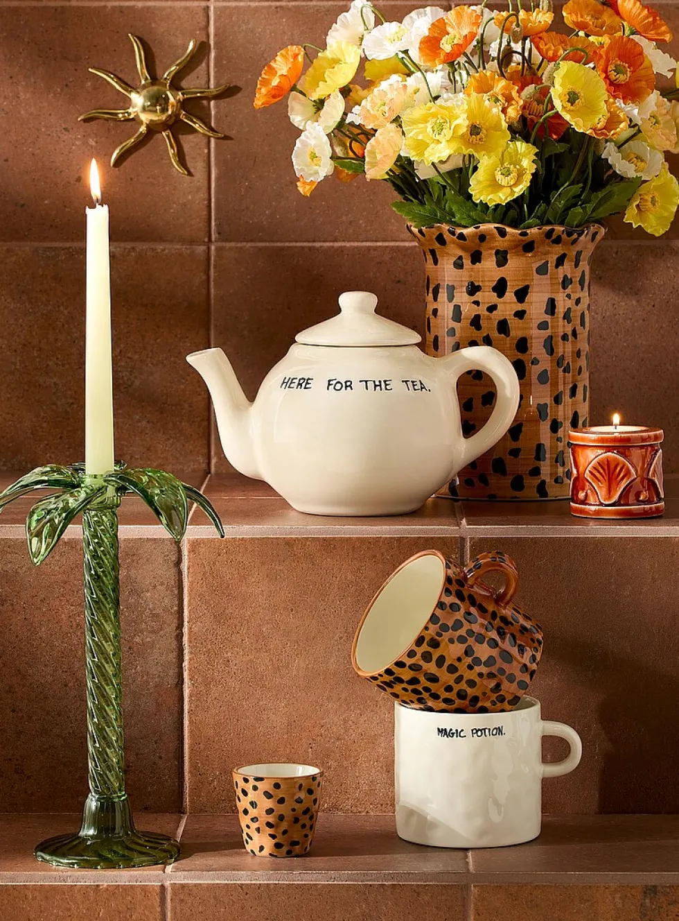 Leopard print embossed espresso mug
