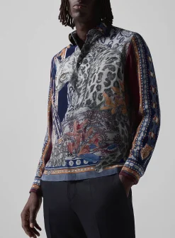 Leopard print floral pure silk shirt