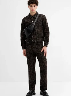 Leopard-print double-knee jean