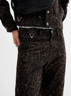 Leopard-print double-knee jean