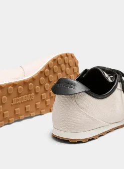 Les Tennis canvas and leather sneakers