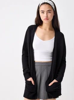 Lesly patch pocket open cardigan