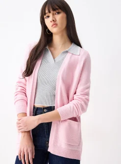 Lesly patch pocket open cardigan
