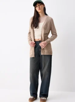Lesly patch pocket open cardigan