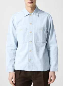 Light blue cotton canvas overshirt