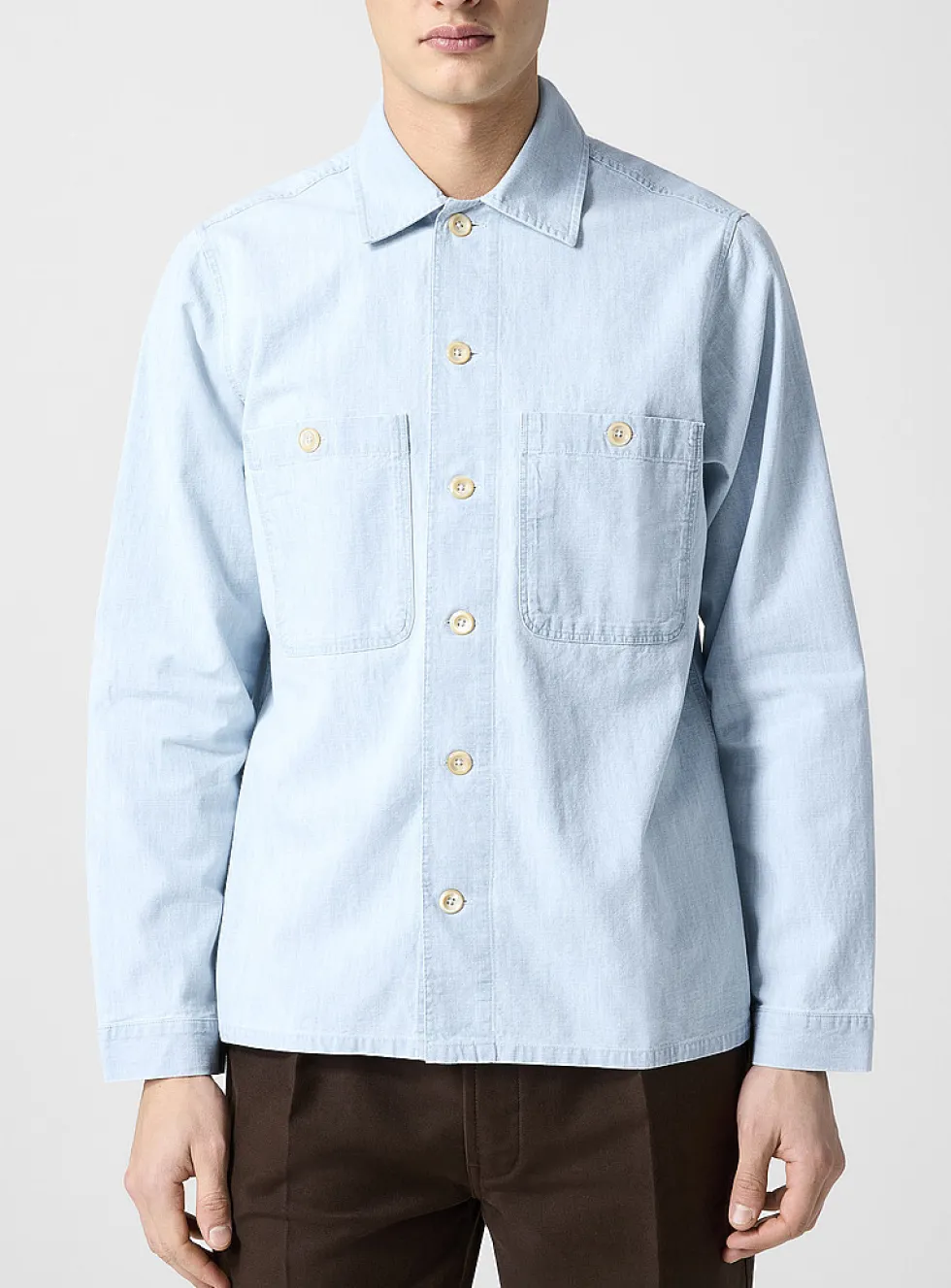 Light blue cotton canvas overshirt