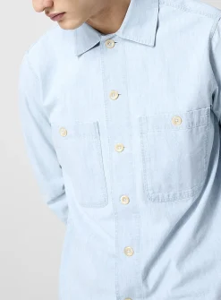 Light blue cotton canvas overshirt