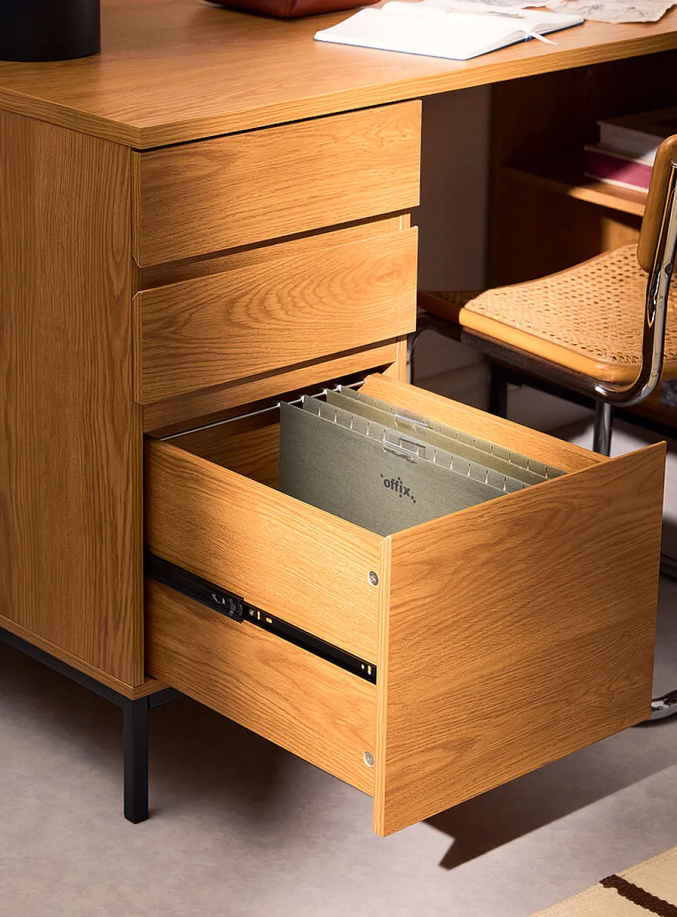 Light oak finish L-shaped desk