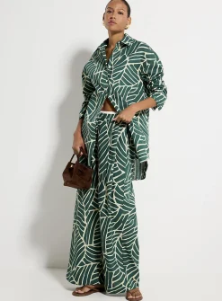Lightweight cotton wide-leg pant